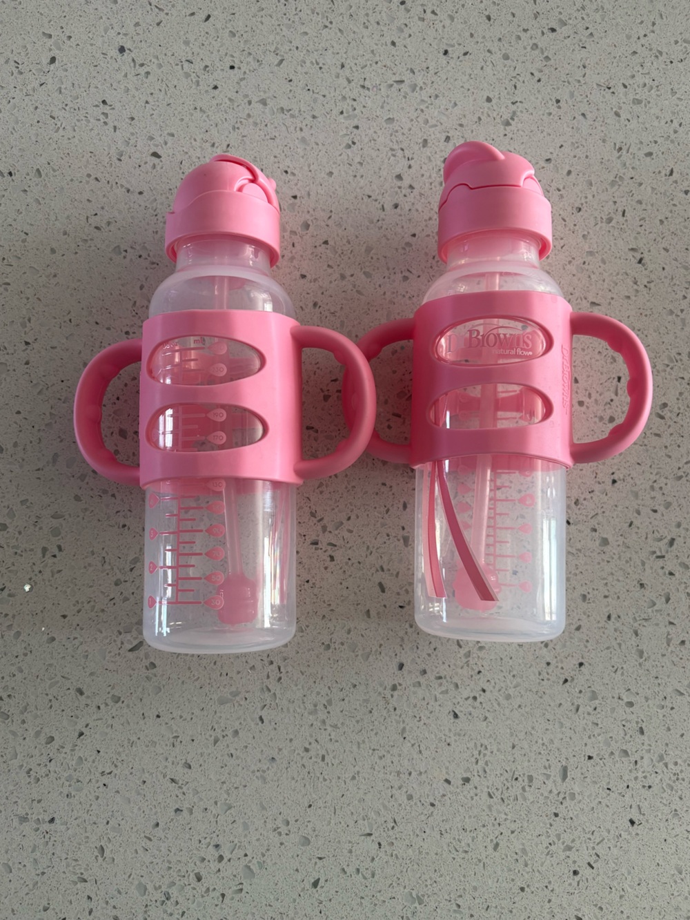 Set of 2 Pink Dr. Brown’s Narrow Sippy Straw Bottles
